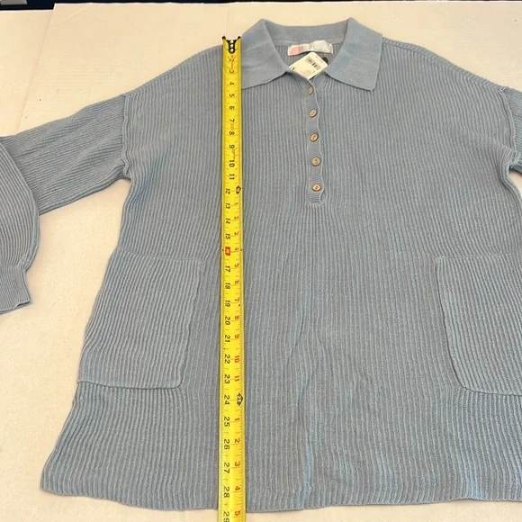 FREE PEOPLE BEACH RIBBED PICNIC SWEATER MINI DRESS  BLUE - Picture 12 of 16